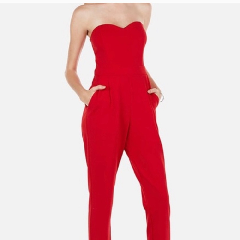 Express Red strapless jumpsuit